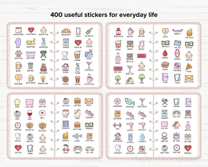 Everyday Life Digital Stickers, Daily Planner Stickers, iPad Stickers, Goodnotes Stickers, OneNote Stickers, Digital Planner Stickers, PNG