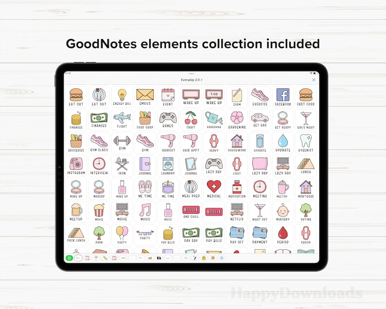 Everyday Life Digital Stickers, Daily Planner Stickers, iPad Stickers, Goodnotes Stickers, OneNote Stickers, Digital Planner Stickers, PNG