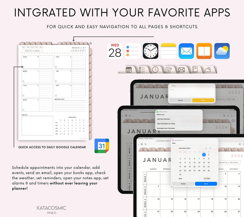 2025-2026 All-in-One Dated Digital Planner – Hyperlinked, Calendar-Integrated, & Customizable