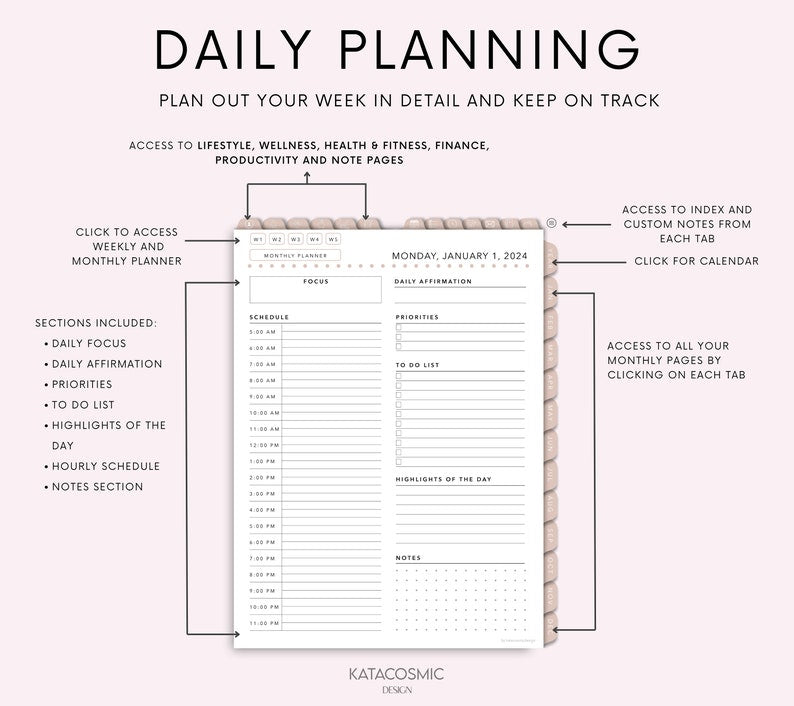 2025-2026 All-in-One Dated Digital Planner – Hyperlinked, Calendar-Integrated, & Customizable