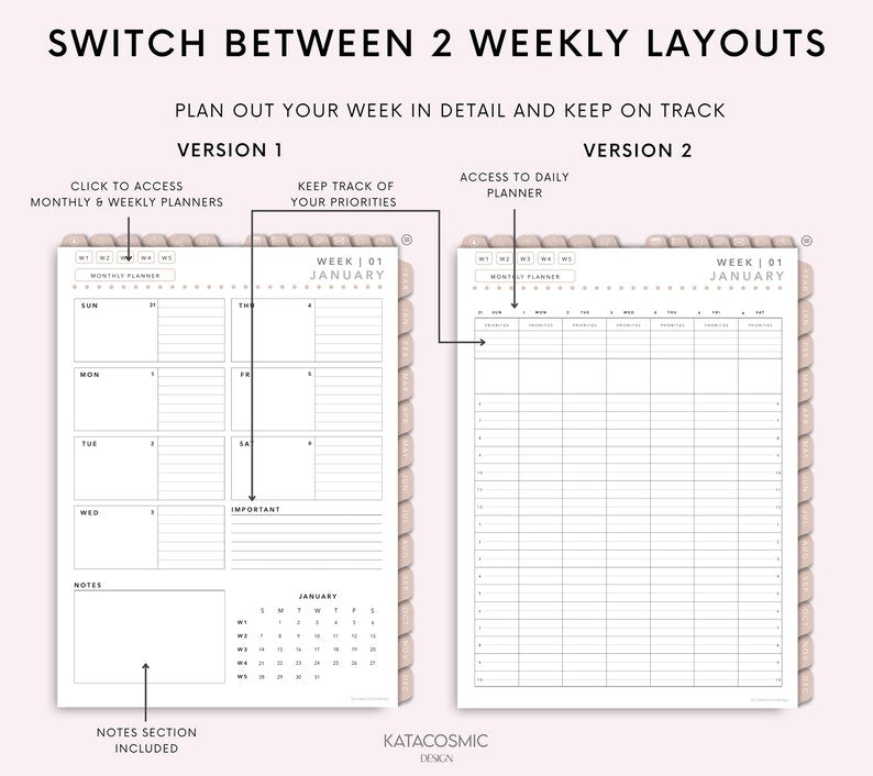 2025-2026 All-in-One Dated Digital Planner – Hyperlinked, Calendar-Integrated, & Customizable