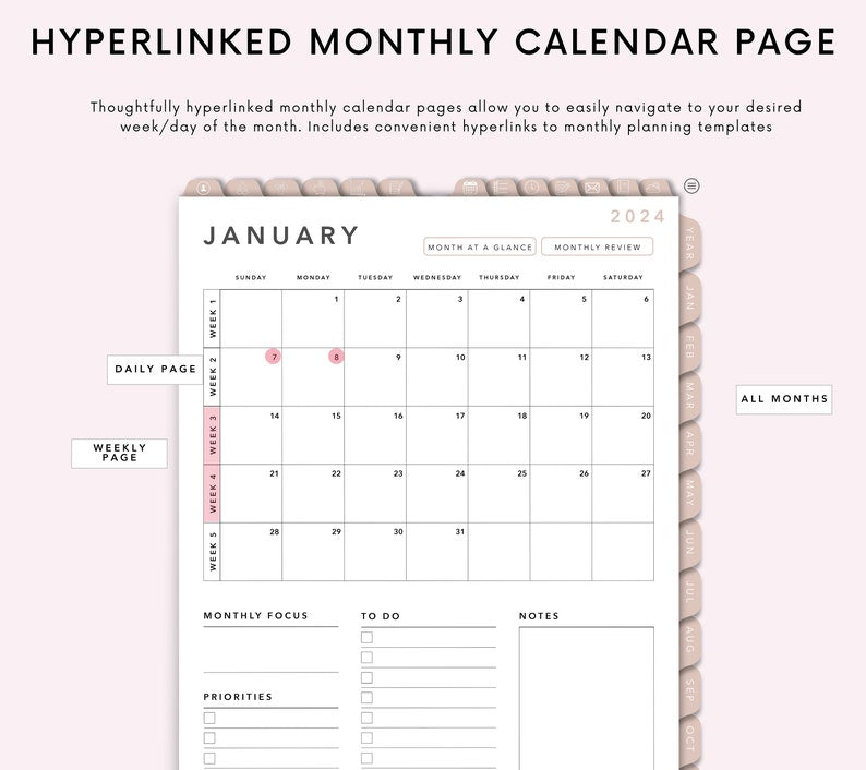 2025-2026 All-in-One Dated Digital Planner – Hyperlinked, Calendar-Integrated, & Customizable